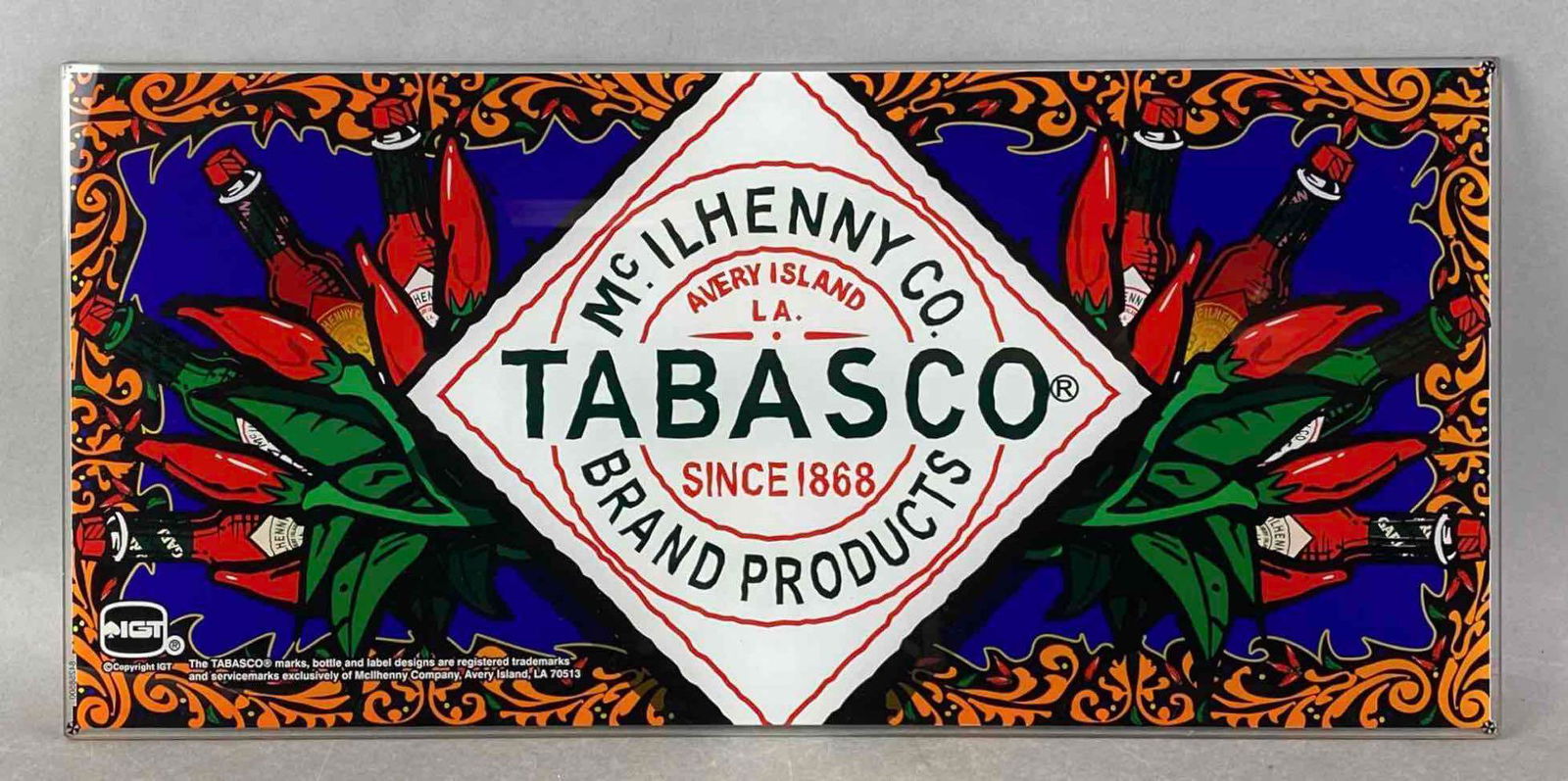 Tabasco Reverse Painted Advertising Glass Sign (1 of 2)