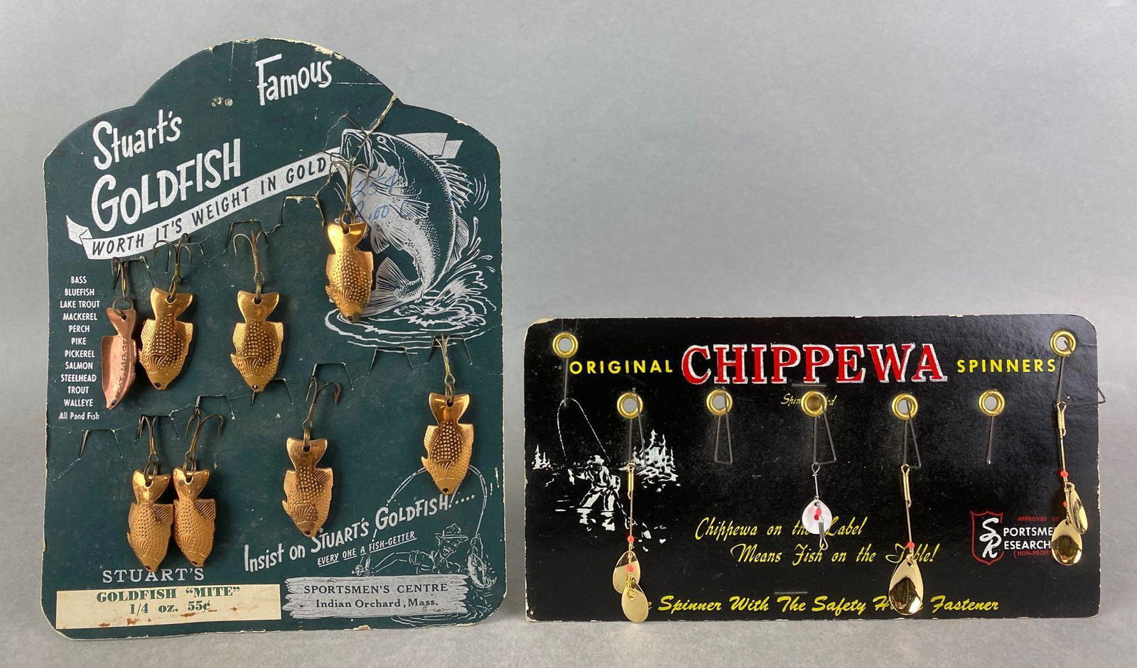 Vintage Group of 2 Fishing Lure Cardboard Advertising (1 of 4)