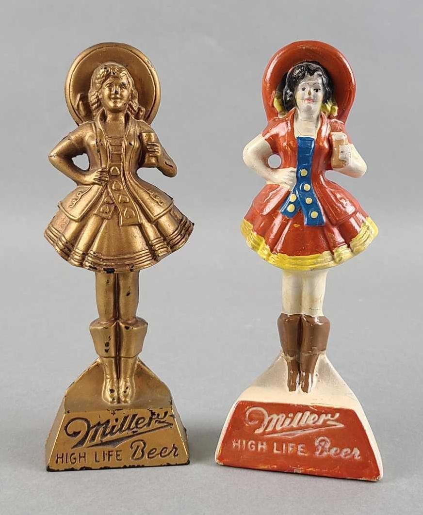 Group of 2 Vintage Advertising Miller Girls Bottle: 6 inches tall.