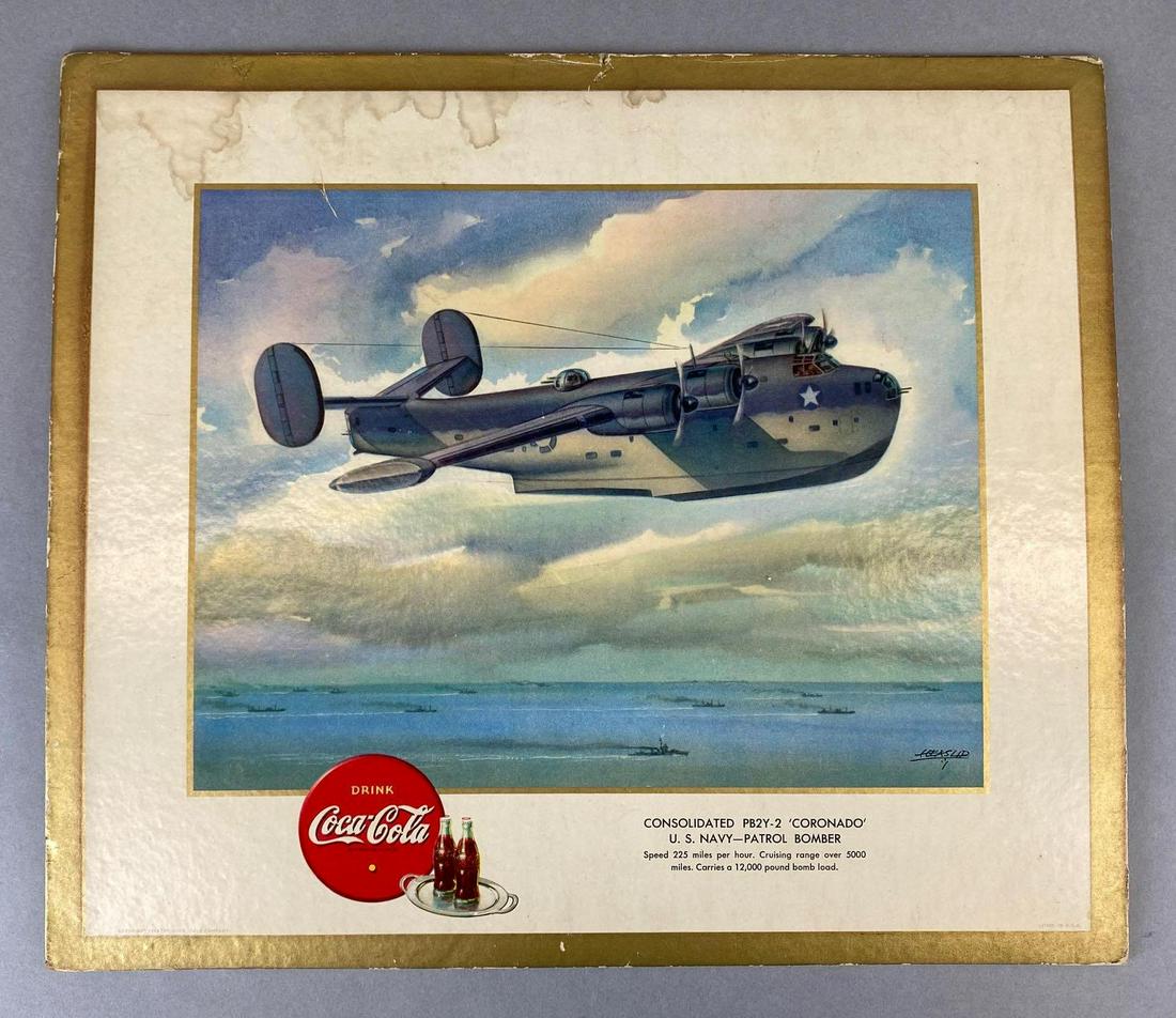 Vintage Coca-Cola Airplane Cardboard Advertising Sign (1 of 4)