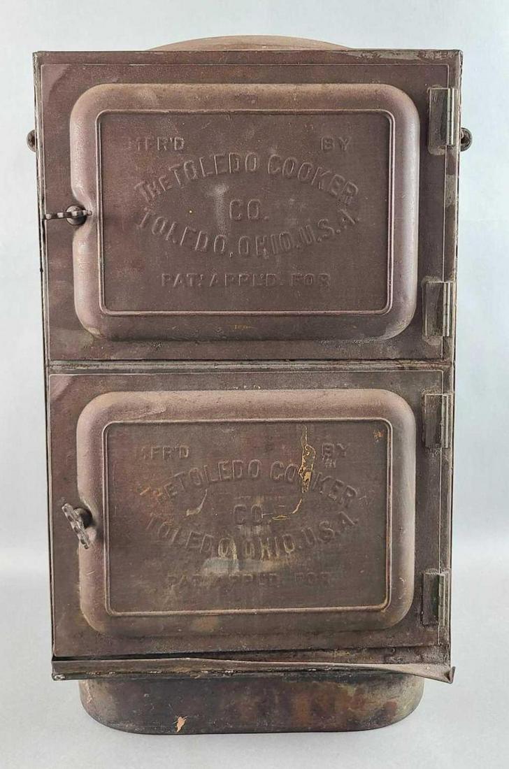 Antique Toledo Cooker: Patent applied for. 20 x 12 inches. Metal
