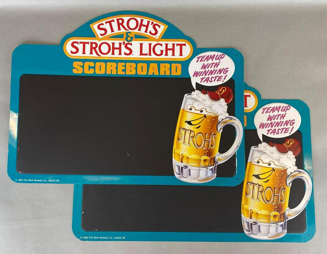 Group of 2 Strohs Metal Advertising Chalkboard Signs (1 of 3)