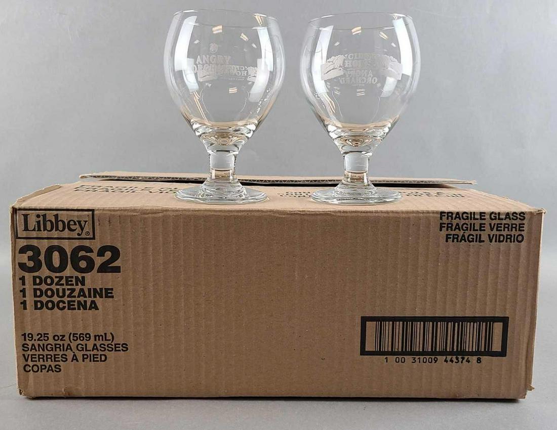 Group of 12 Angry Orchard Advertising Glasses: Cider House Collection. Sangria glasses, in original box. 6 inches tall