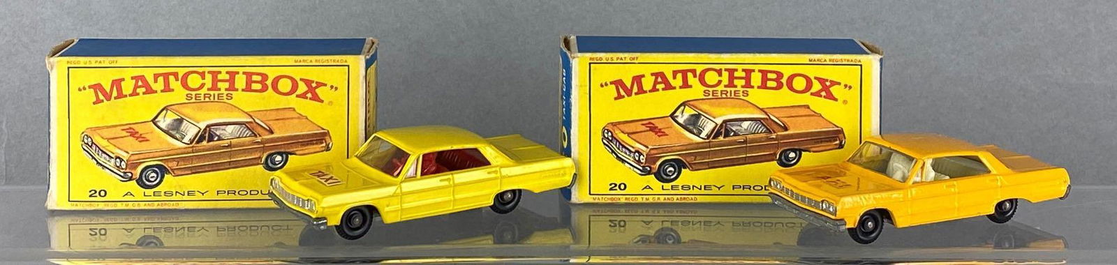 Group of 2 Matchbox No. 20 Taxi Cab die-cast vehicles (1 of 9)