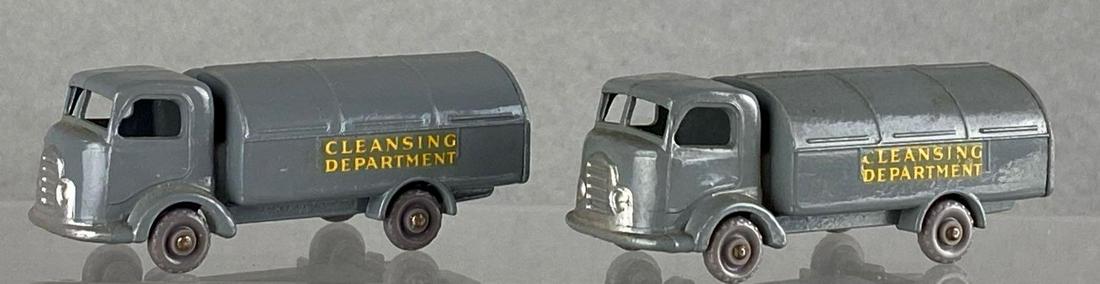 Group of 2 Matchbox No. 38 Karrier Refuse Collector: Die-cast, Grey bodies, GPW, Cleansing Department decals. Loose