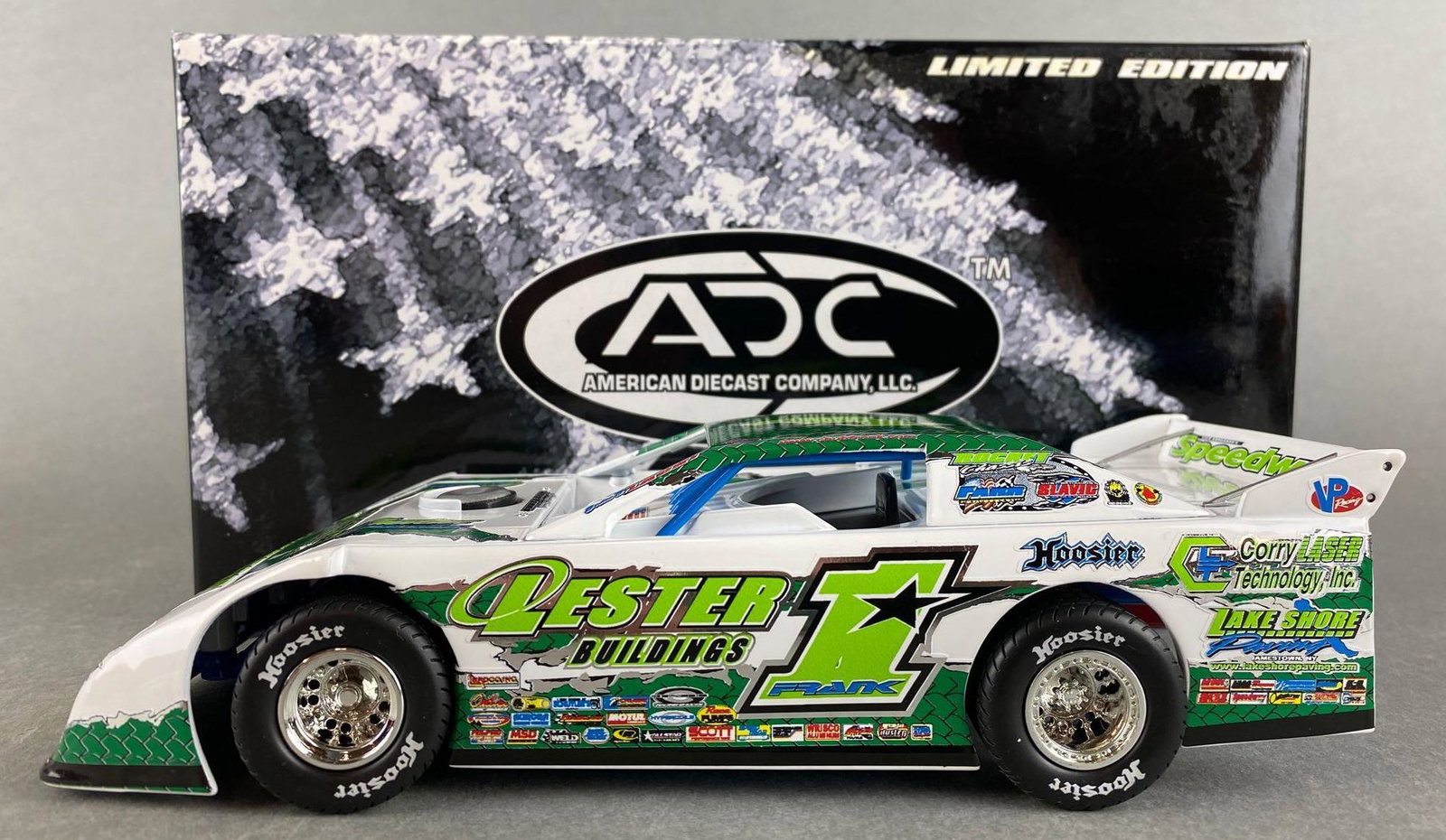 ADC White Series Chub Frank No. 1 die-cast Late Model: 1/24 scale, dirt track, World 100, Lester Buildings, in original packaging
