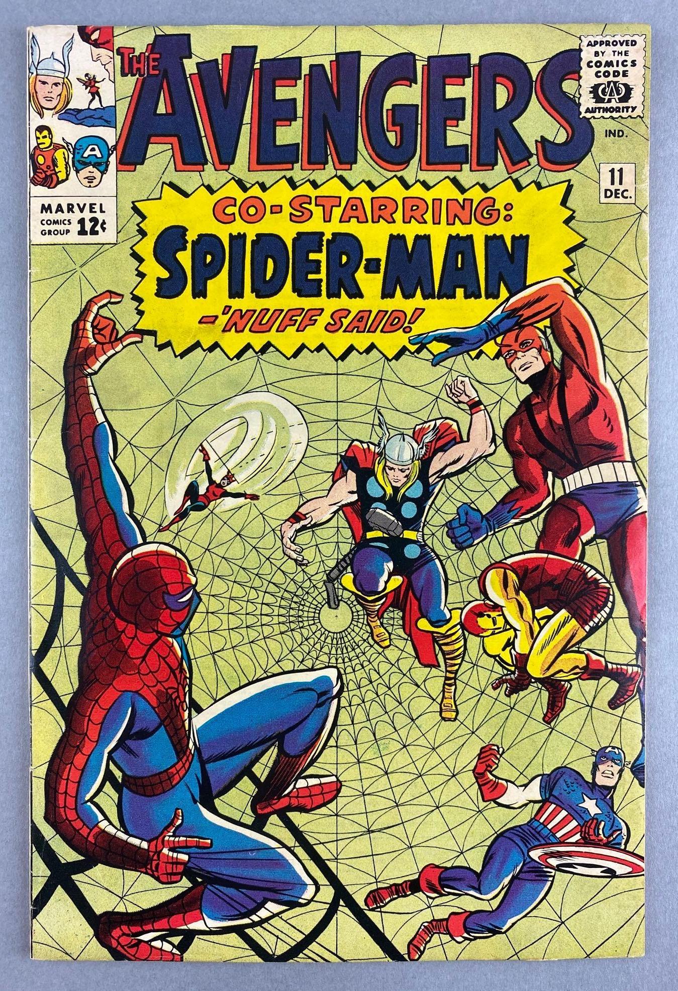 Marvel Comics The Avengers No. 11: Spider-Man Robot Appearance. December 1964, Silver Age, $.12, bagged and boarded
