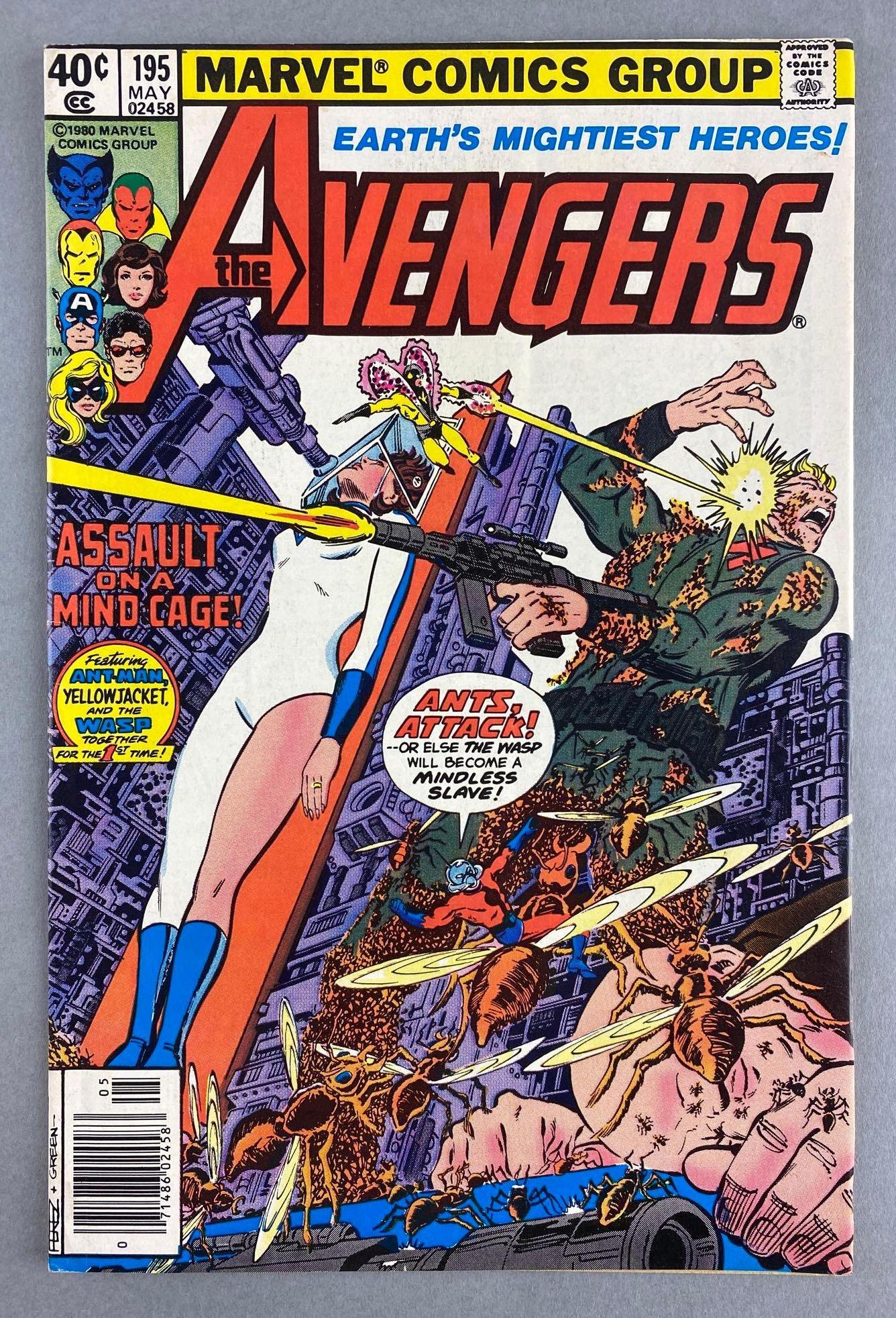 Marvel Comics The Avengers No. 195: Cameo of Taskmaster - Bondage Cover. Newstand Edition, May 1980, Bronze Age, $.40, bagged and boarded