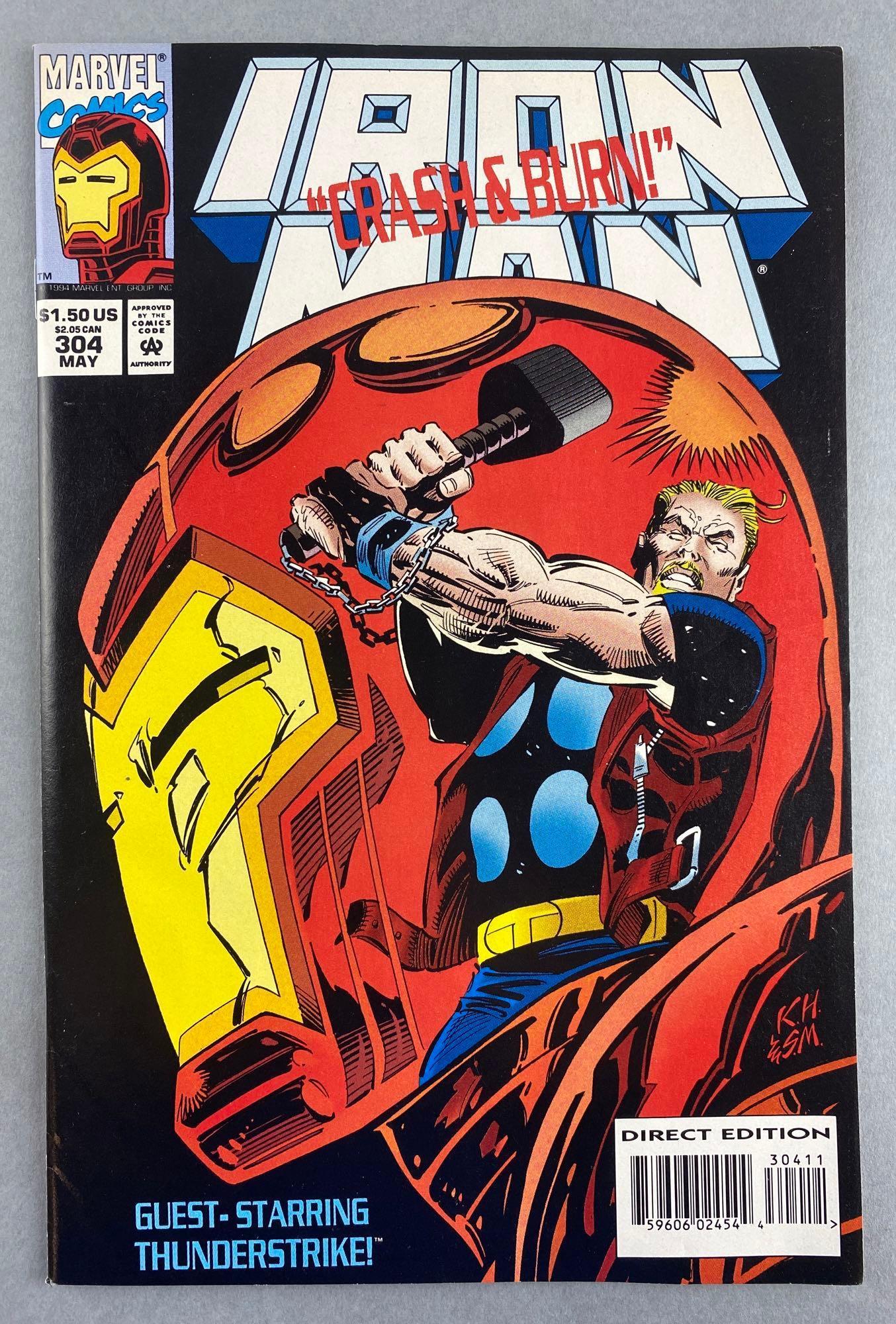 Marvel Comics Iron Man No. 304: 1st Appearance of the Hulk-Buster Armor. Marvel Masterprints Card Insert. Cards are present. May 1994, Modern Age, $1.50, bagged and boarded