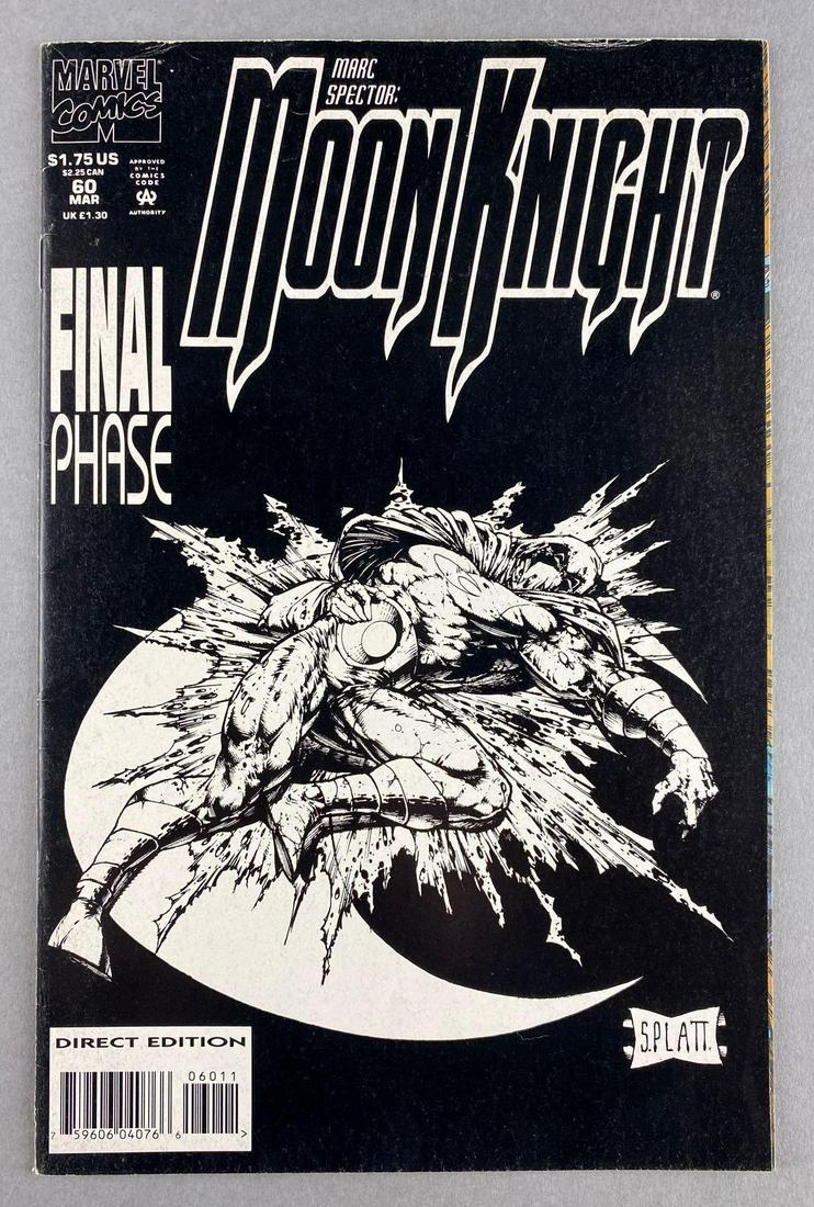 Marvel Comics Marc Spector: Moon Knight No. 60: Platt art/Last issue. March 1994, Modern Age, $1.75, bagged and boarded