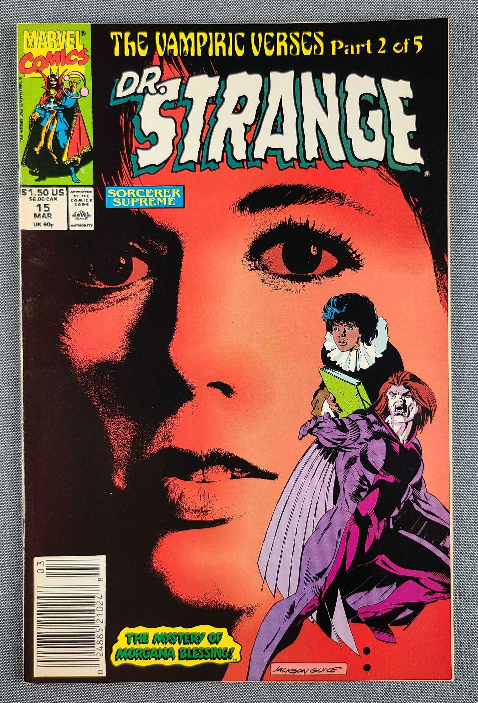 Marvel Comics Dr. Strange Sorcerer Supreme No. 15: Victor Strange becomes Baron Blood. Singer Amy Grant front cover controversy. March 1990, Modern Age, $1.50. Bagged and boarded.