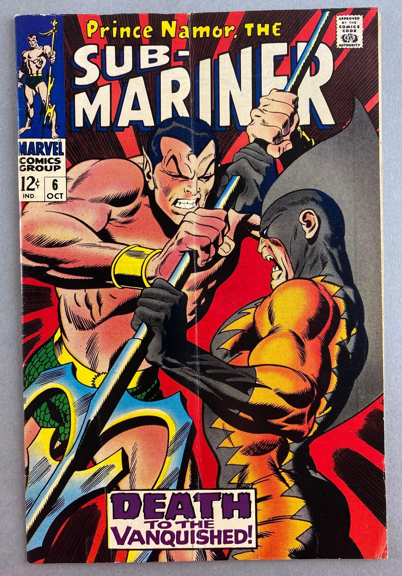 Marvel Comics The Sub-Mariner No. 6: 2nd Tiger Shark Appearance. October 1968, Silver Age, $.12, bagged and boarded