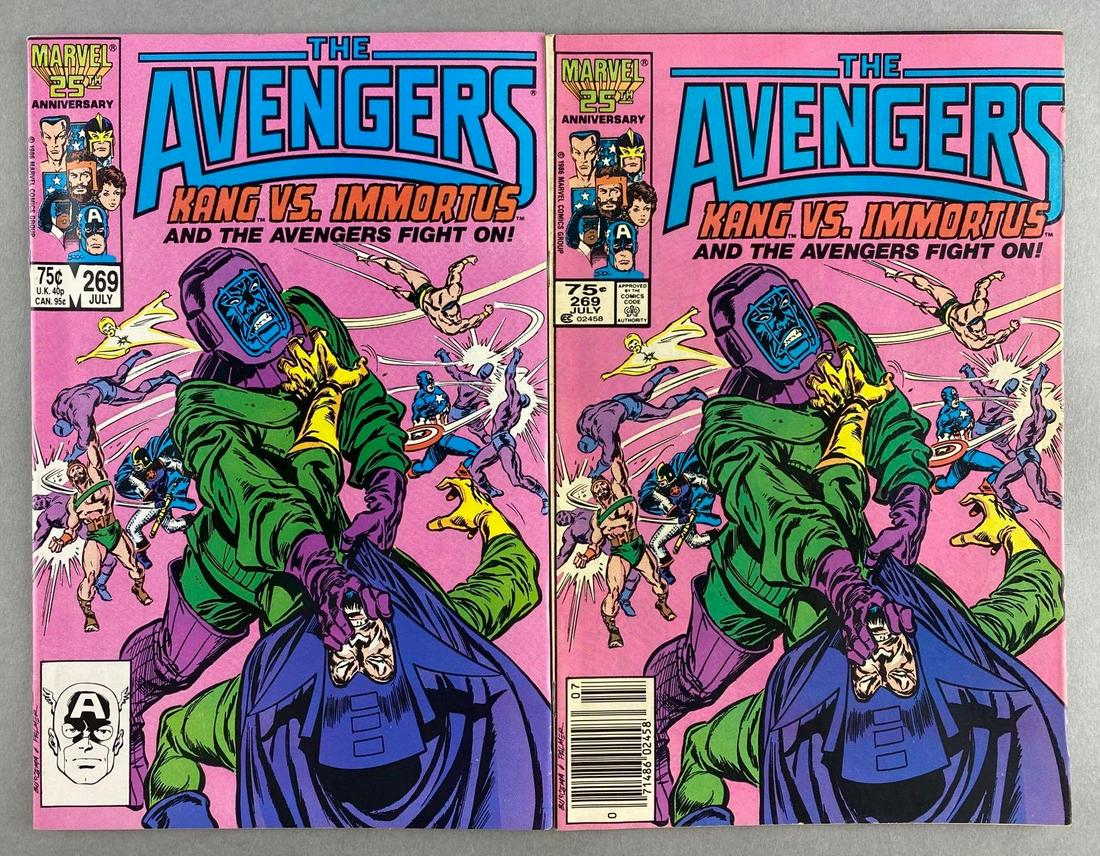 Group of 2 Marvel Comics The Avengers No. 269: Kang vs Immortus, July 1986, Modern Age, $.75, bagged and boarded
