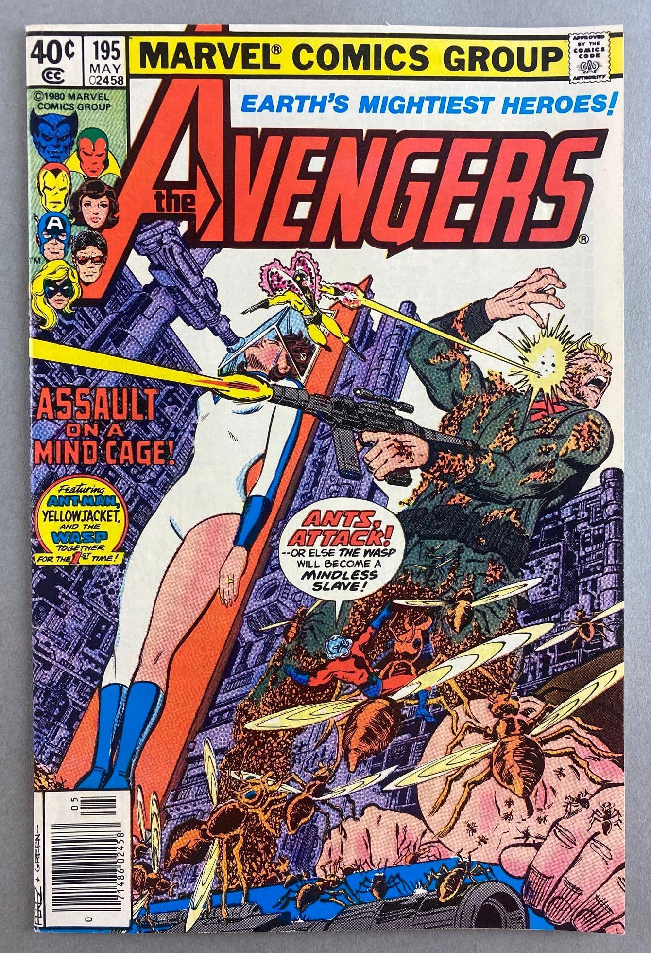 Marvel Comics The Avengers No. 195: Cameo of Taskmaster - Bondage Cover -. May 1980, Bronze Age, $.40, bagged and boarded
