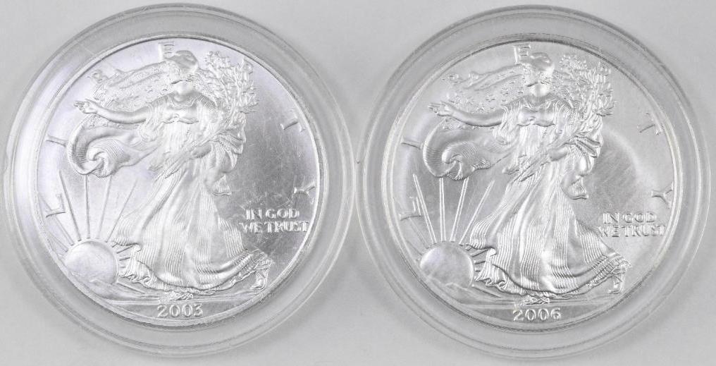 Group of (2) American Silver Eagles 1oz. 2003 & 2006 (1 of 2)