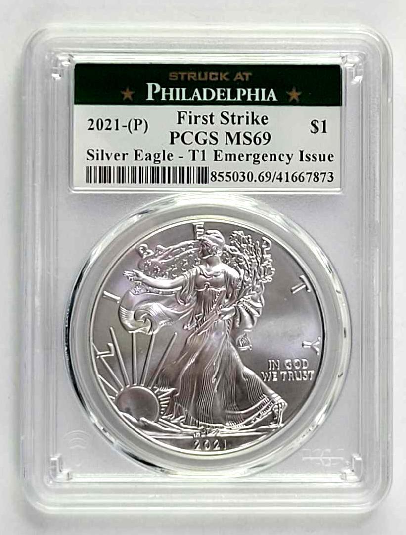 2021 P American Silver Eagle 1oz. - T1 Emergency Issue (PCGS) MS69 First Strike (1 of 2)