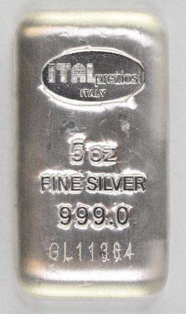 Italpreziosi Precious Metals 5oz. .999 Fine Silver Ingot/Bar (1 of 2)
