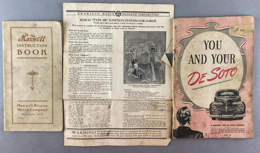 Group of 3 1910s-40s Maxwell and DeSoto Owners Manuals (1 of 5)