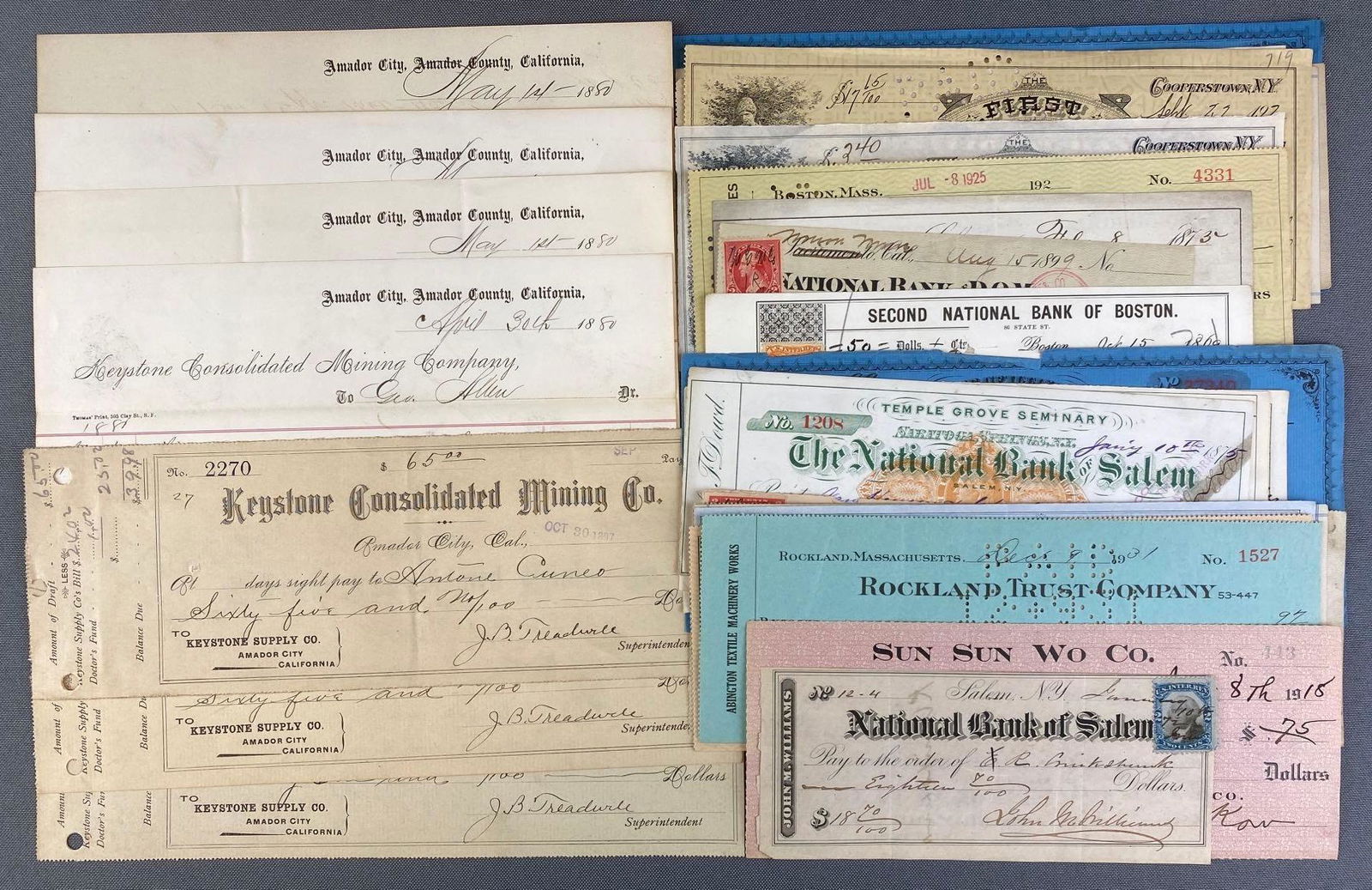 Group of Bank Checks & Keystone Consolidated Mining Co. Payment Stubs (1 of 4)