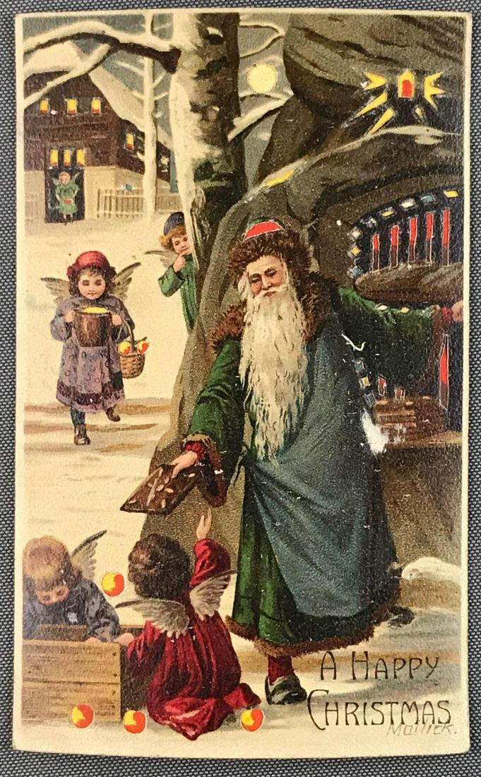 Postcard - Christmas HTL Santa blue-green Malick (1 of 3)