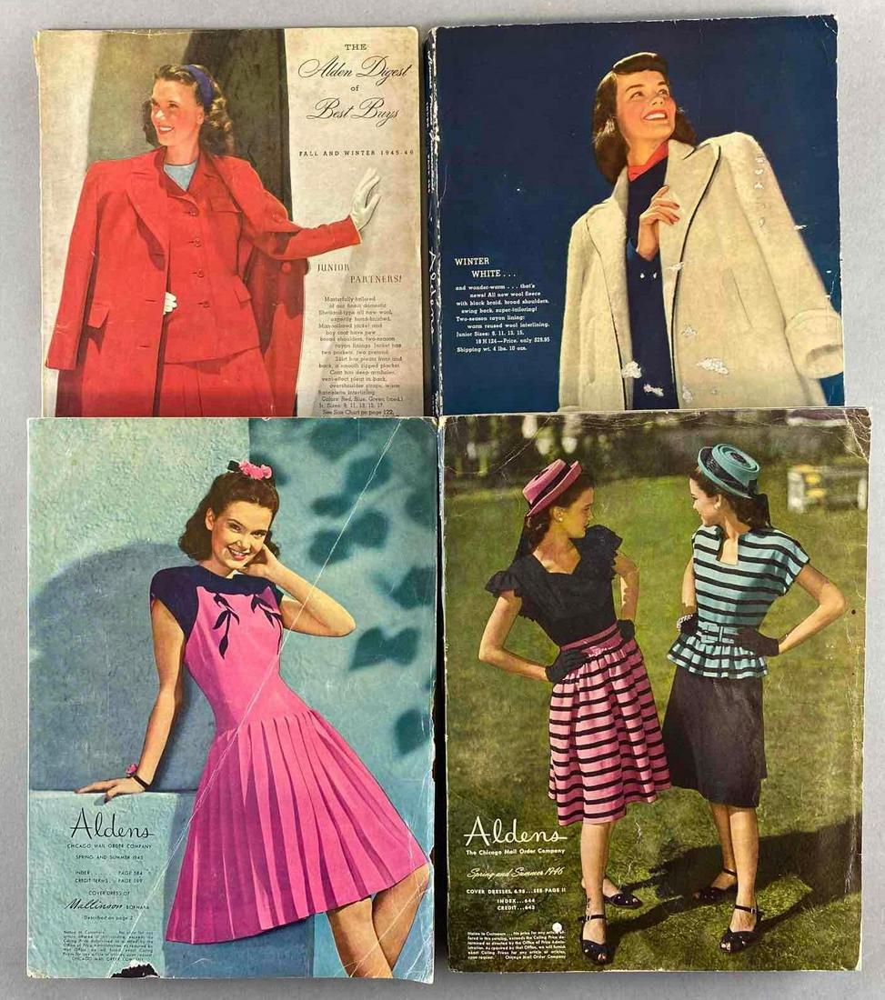 Group of 4 Aldens Women Fashion Catalogs: Includes spring and summer 1945, fall and winter 1945-46, Best Buyâ€™s fall and winter 1945-46, and Spring and summer 1946,