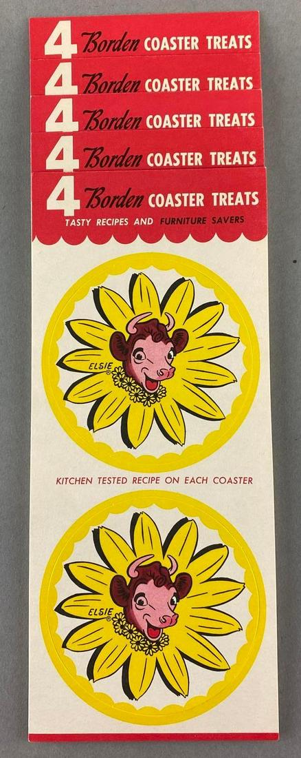 Group of 5 Bordens Coaster Treats w Elsie the Cow: Includes 4 coasters each, with recipes.