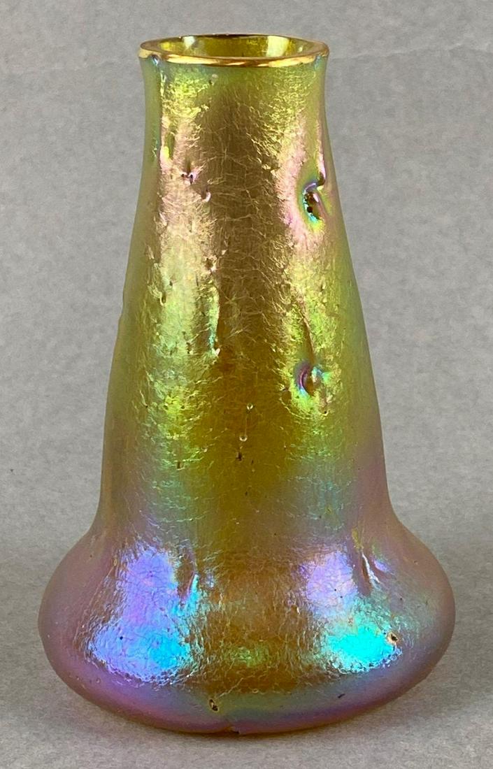 Antique Favrile Iridescent Gold Art Glass Bud Vase (1 of 3)
