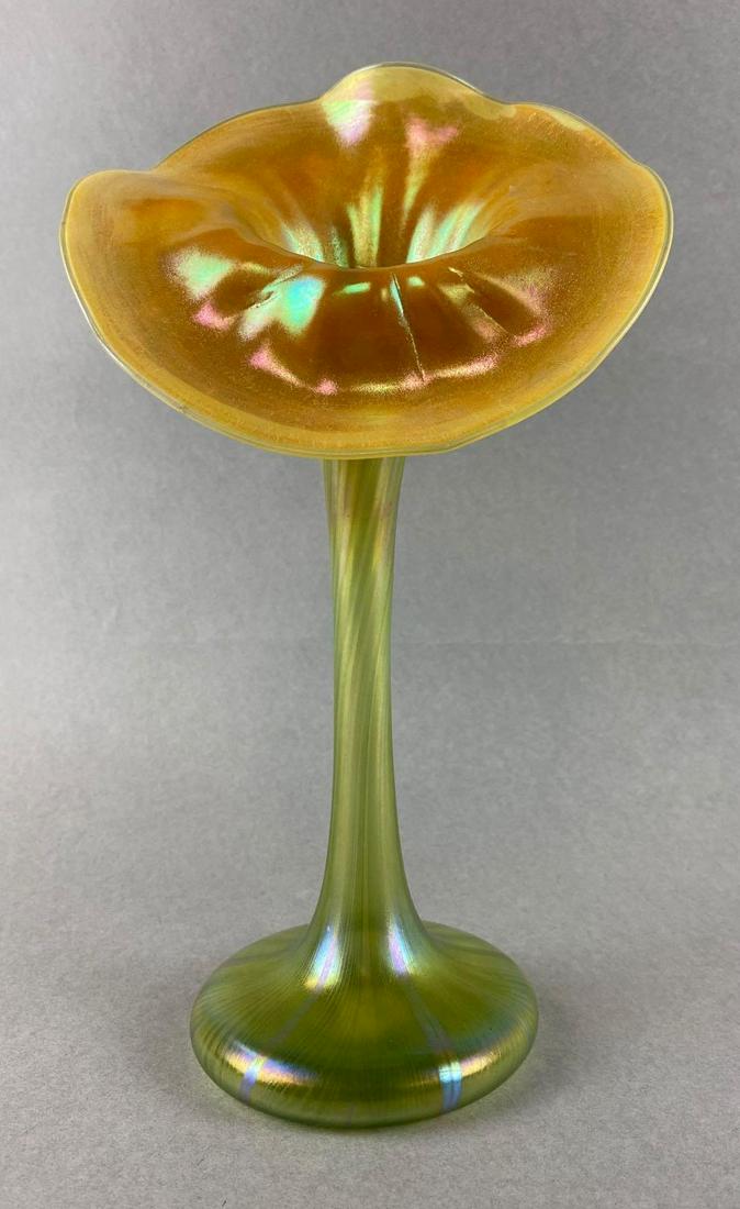 Antique Quezel Gold Iridescent Jack in the Pulpit Art Glass Vase (1 of 3)