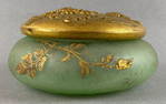 Antique V.S. Glass Dresser Jar with Chrysanthemum Design