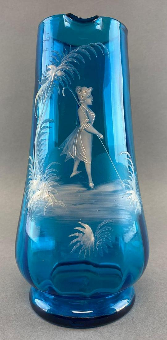 Antique Mary Gregory Blue Glass Pitcher (1 of 7)