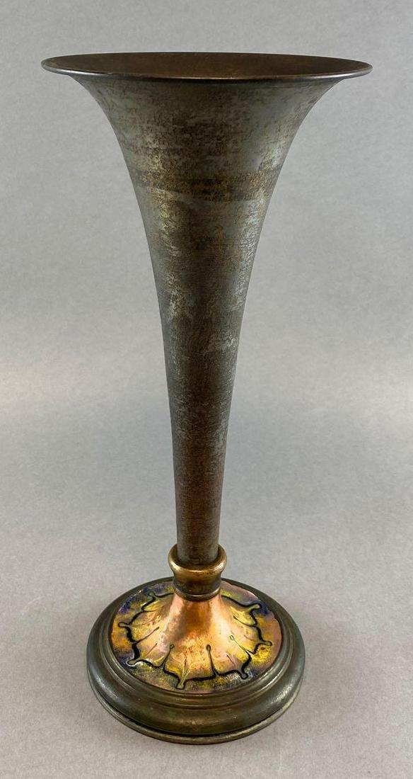 Antique Tiffany Furnace Favrile Pewter Bronze and Copper Enamel Vase (1 of 7)