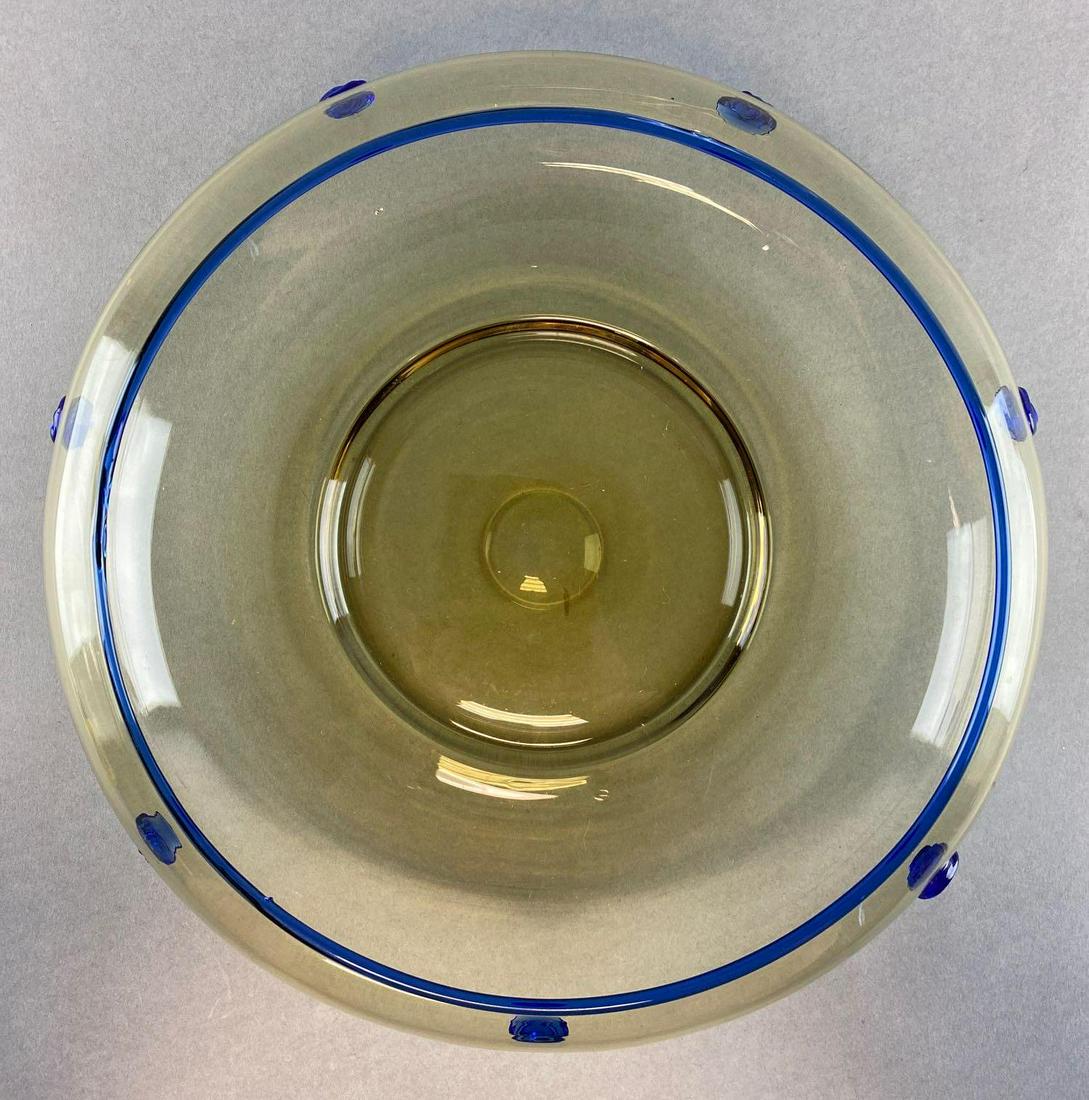 Antique Steuben Art Glass Bowl with Applied Decor: Measures 2 1/4 x 10 Inches.