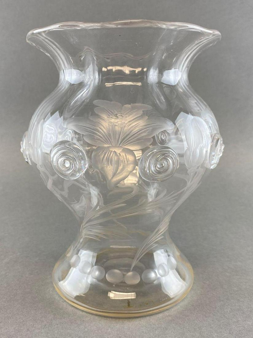 Antique Steuben Clear art Glass Vase with Applied Decor (1 of 4)