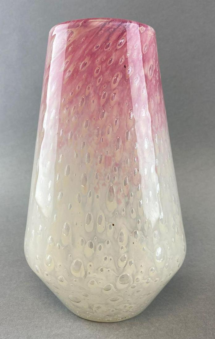 Blown Pink and White Bubble Glass Vase (1 of 4)