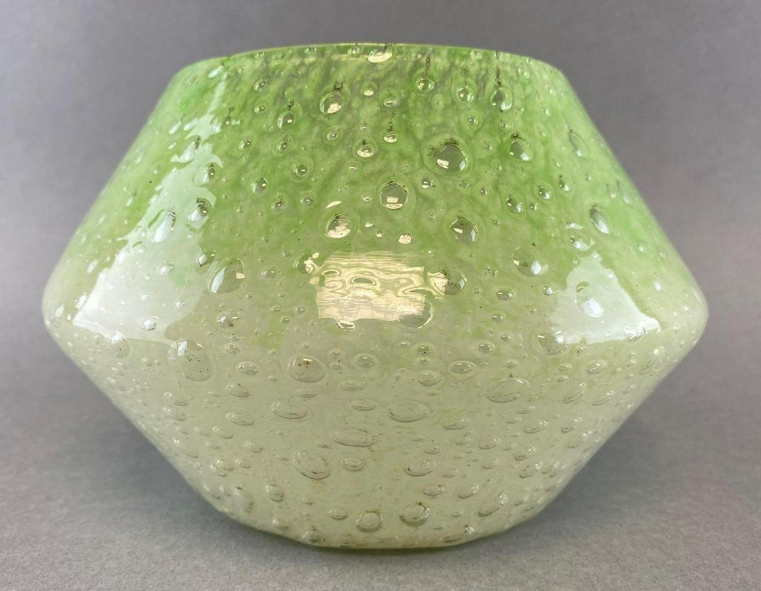 Blown Green and White Bubble Glass Vase (1 of 4)