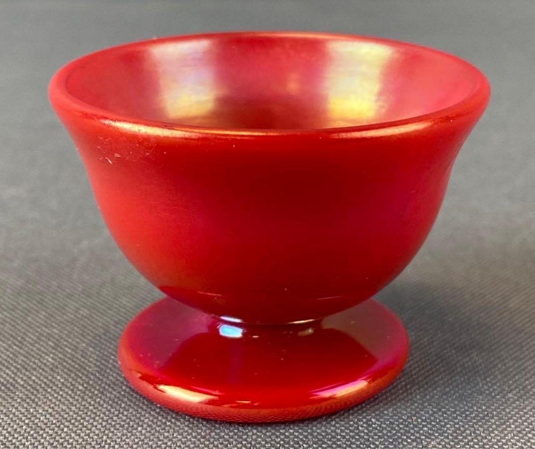 Antique Steuben Red Iridescent Glass Salt (1 of 3)