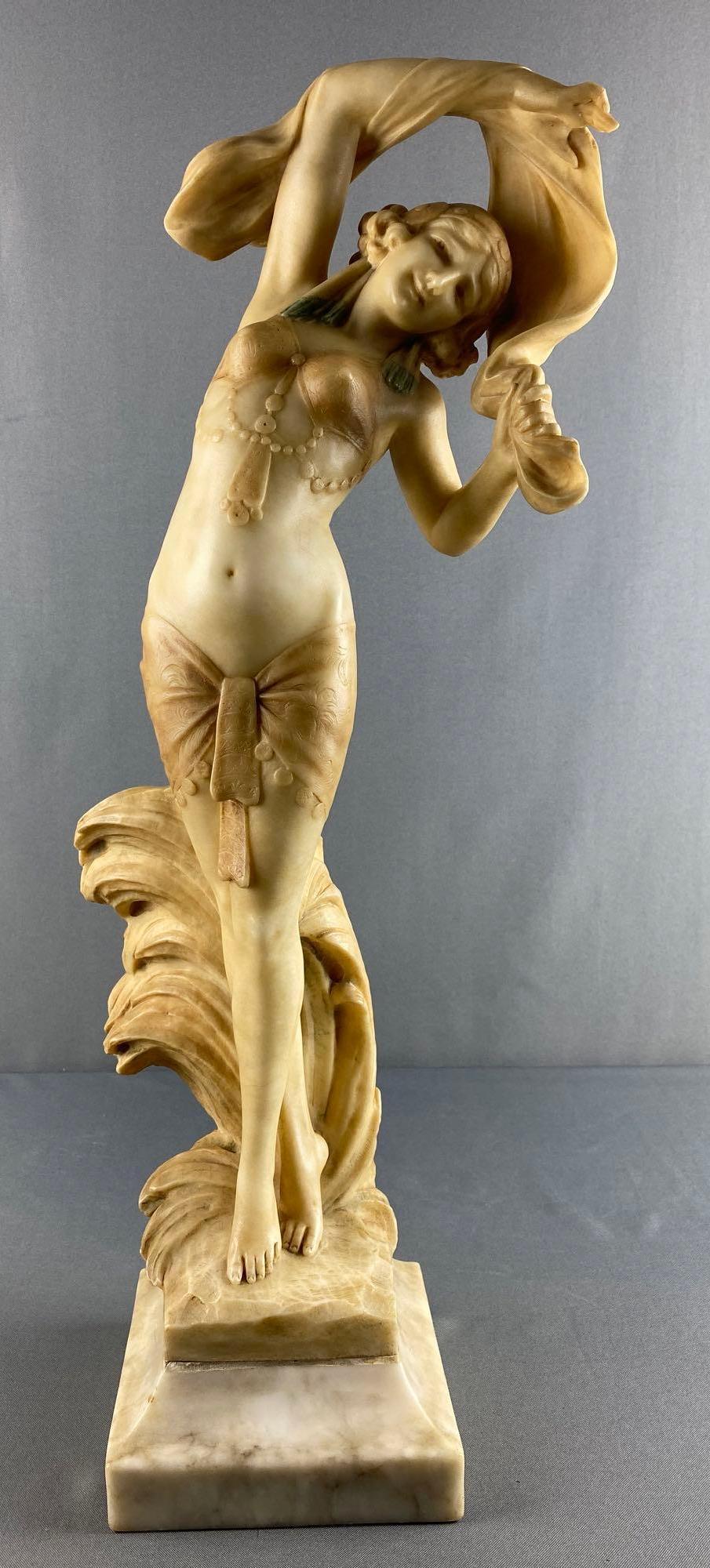 Art Nouveau Marble Statue of a Beautiful Woman (1 of 9)