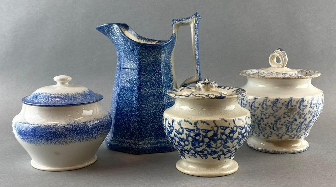 Group of 4 Blue and White Ceramic Jars and Pitchers (1 of 11)