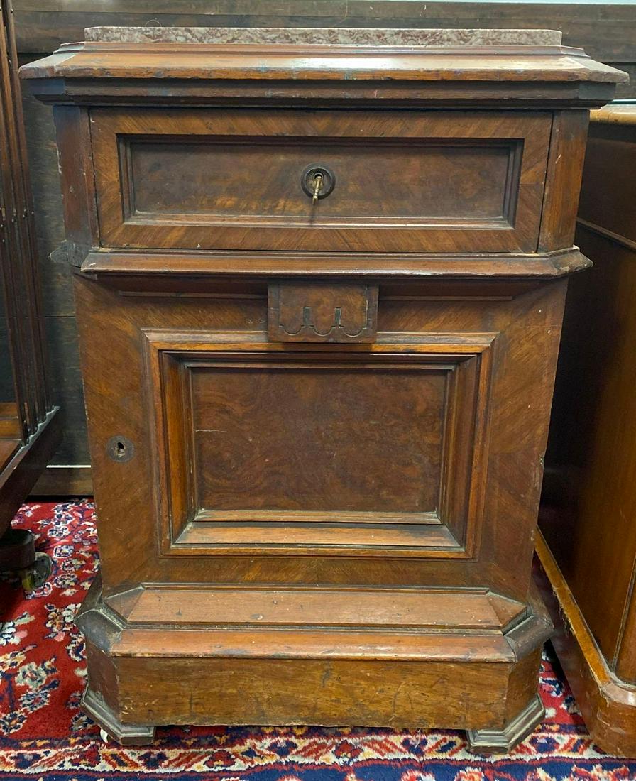 Antique Walnut Side Table with Marble Top (1 of 8)