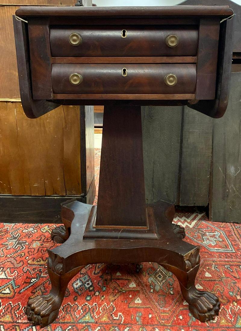 Antique Walnut Drop-Leaf Clawfoot Side Table (1 of 7)