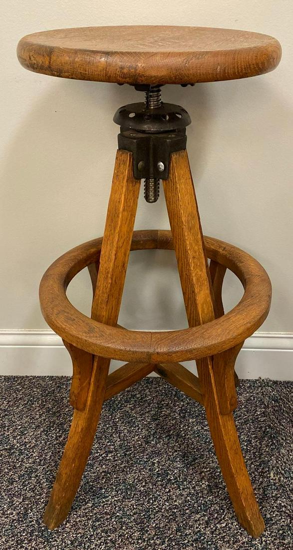 Industrial Wood Swivel Bar Stool (1 of 5)