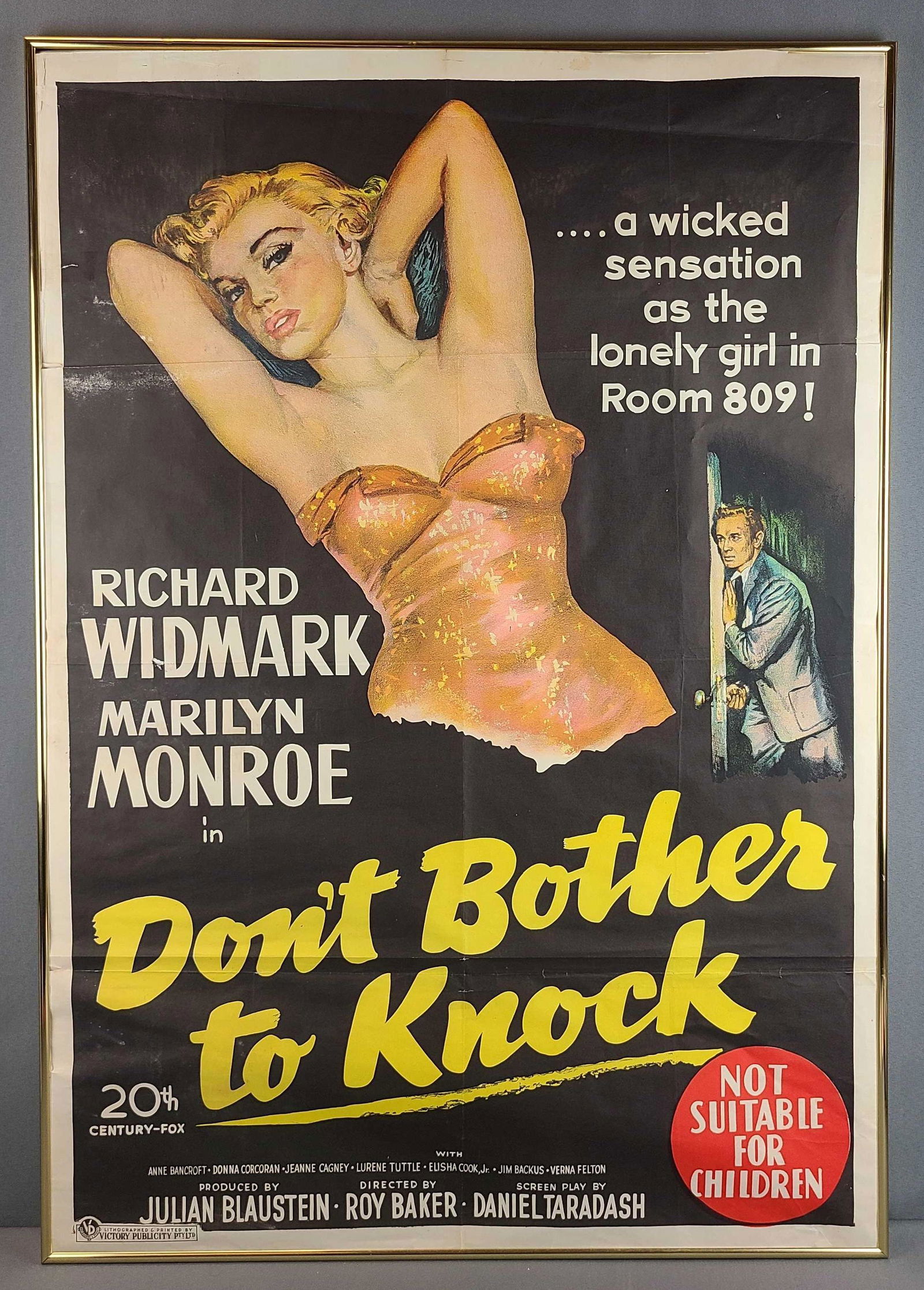 Don't Bother to Knock (20th Century Fox, 1952) Australian One Sheet Poster (1 of 5)