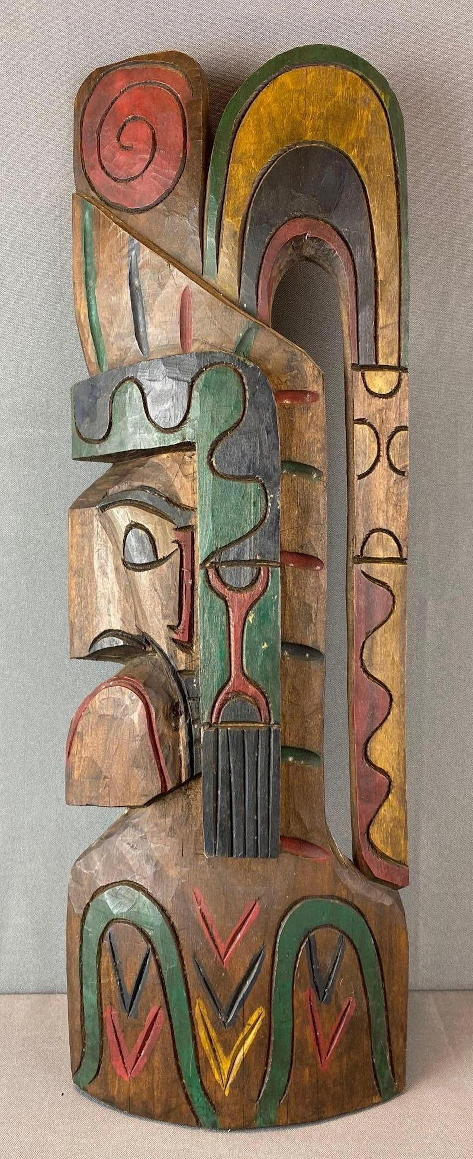 Wall Hanging Carved Wood Tribal Warrior (1 of 4)
