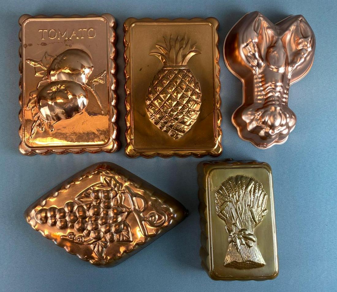 Group of 5 Vintage Copper Baking Molds (1 of 4)