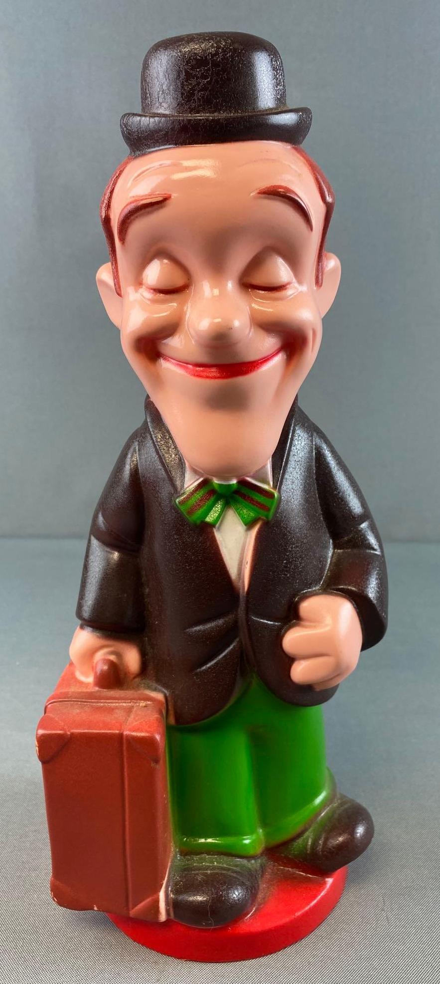 Stan Laurel Piggy Bank: Vinyl Construction. 12 inches tall