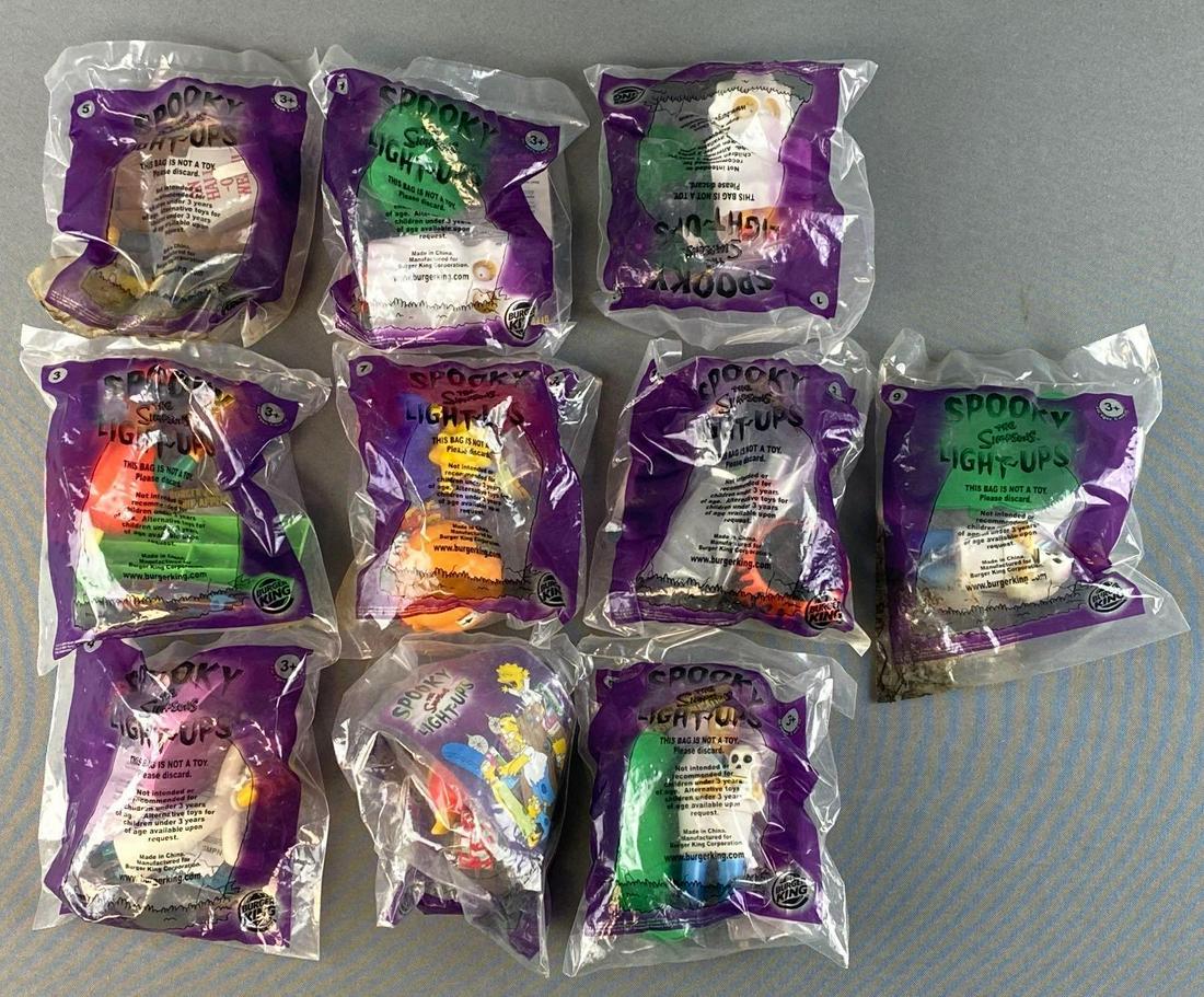 Group of 10 Burger King The Simpsons Spooky Light Ups: Original packaging. Includes Apu, Lisa, Marge, etc.