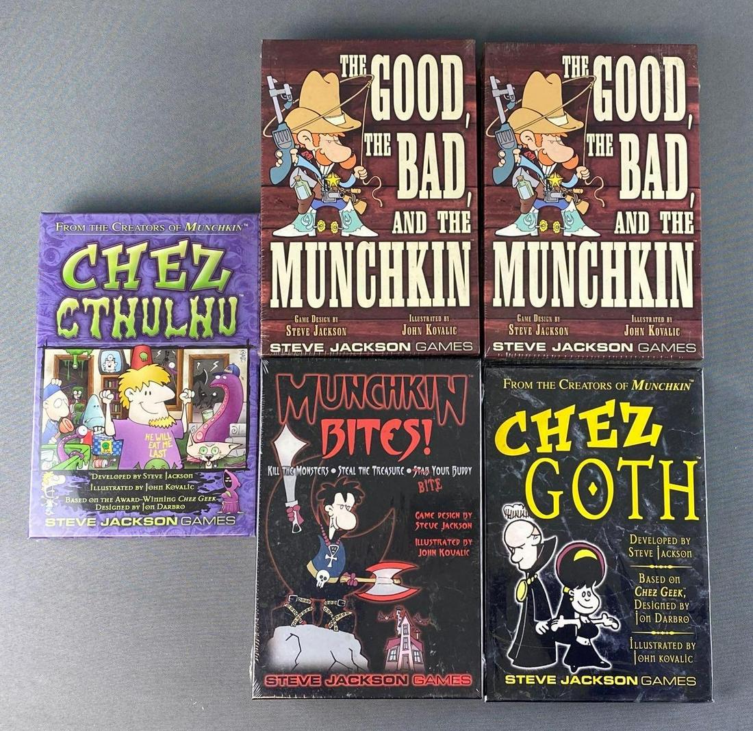 Group of 5 Steve Jackson Games: Sealed. Includes Chez Cthulhu, Chez Goth, Munchkin Bites, etc.