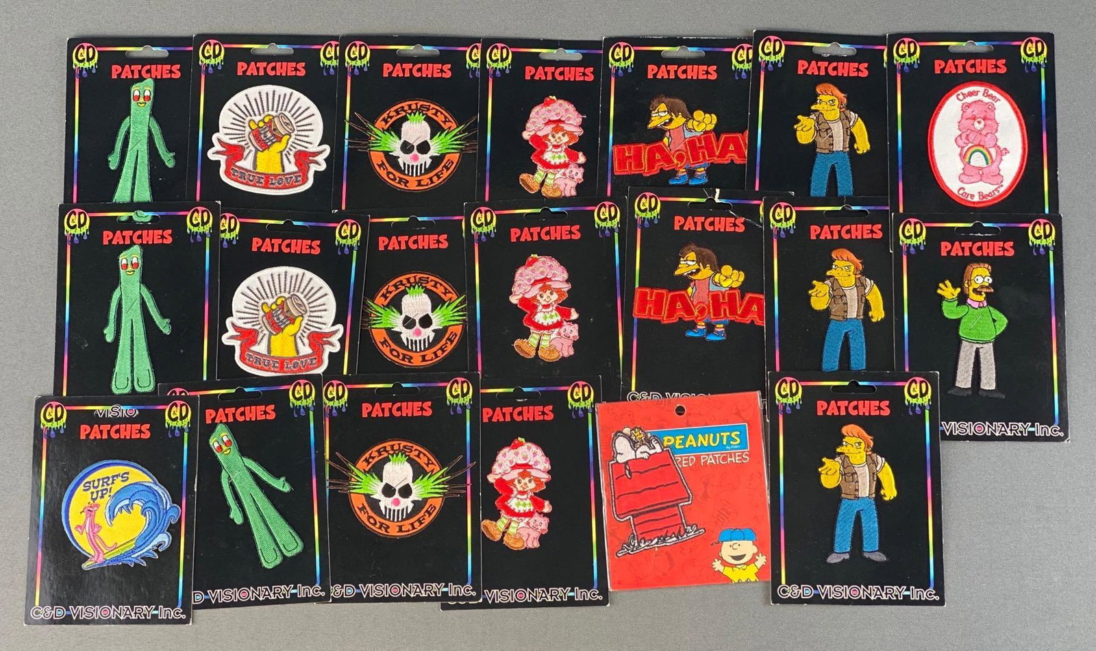 Group of 20 Assorted Patches: Includes Strawberry Shortcake, Pink Panther, The Simpsons, etc.