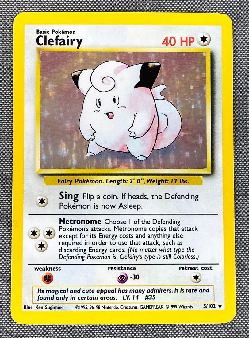 1999 Pokemon 5/102 Base Set Clefairy Holo Card (1 of 2)