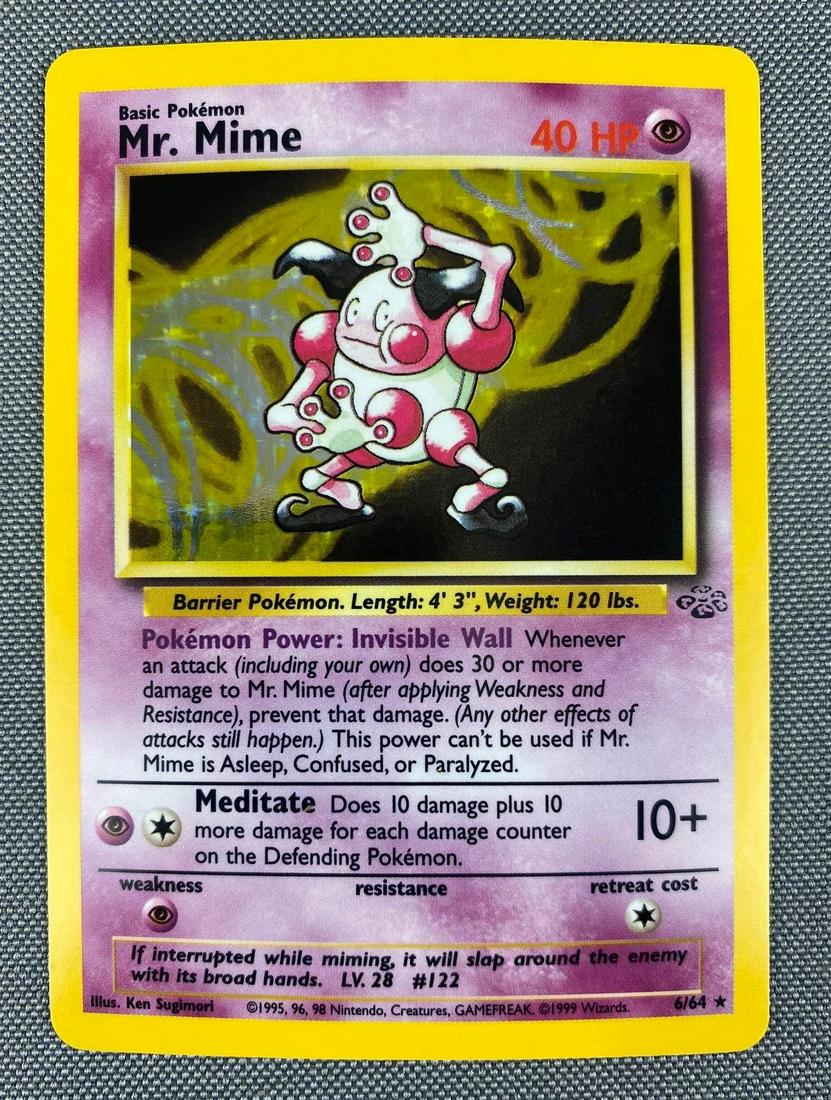 1999 Pokemon 6/64 Jungle Mr. Mime Holo Card: 1999 Pokemon 6/64 Jungle Mr. Mime Card